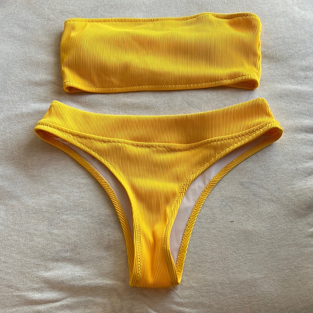 Zaful Yellow Strapless High Rise Bikini
